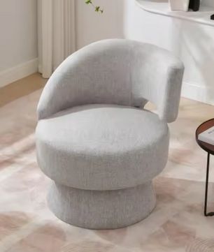 Moderne Draaistoel – 77 cm Hoog, Grijze Stoffen Bekleding & 360° Rotatie, Comfortabel en Stabiel