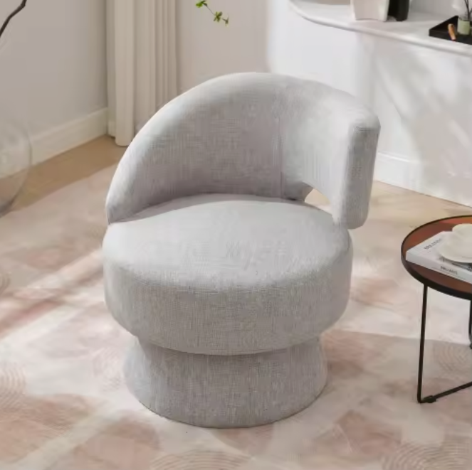 Moderne Draaistoel – 77 cm Hoog, Grijze Stoffen Bekleding & 360° Rotatie, Comfortabel en Stabiel