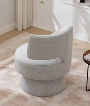 Moderne Draaistoel – 77 cm Hoog, Grijze Stoffen Bekleding & 360° Rotatie, Comfortabel en Stabiel