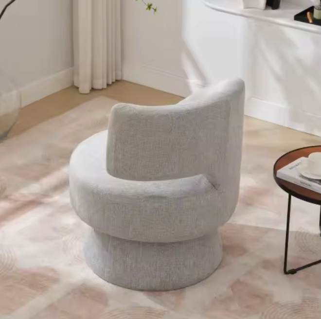 Moderne Draaistoel – 77 cm Hoog, Grijze Stoffen Bekleding & 360° Rotatie, Comfortabel en Stabiel