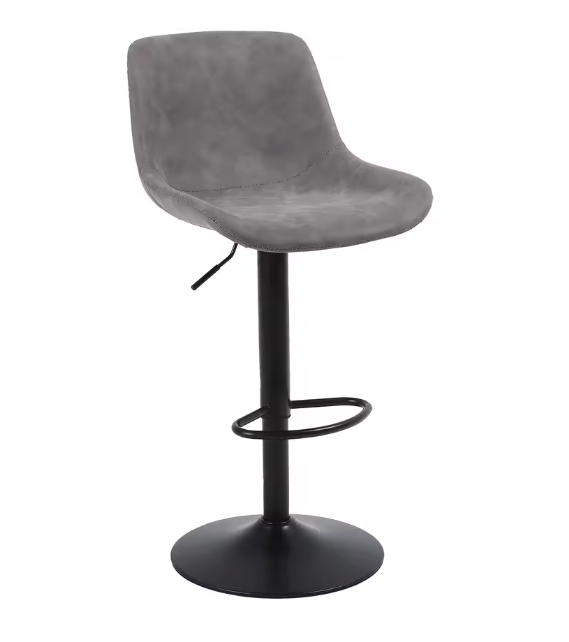 Set van 2 Moderne Barstoelen – Verstelbaar & 360° Draaibaar met Rugleuning – Kunstleer Grijs