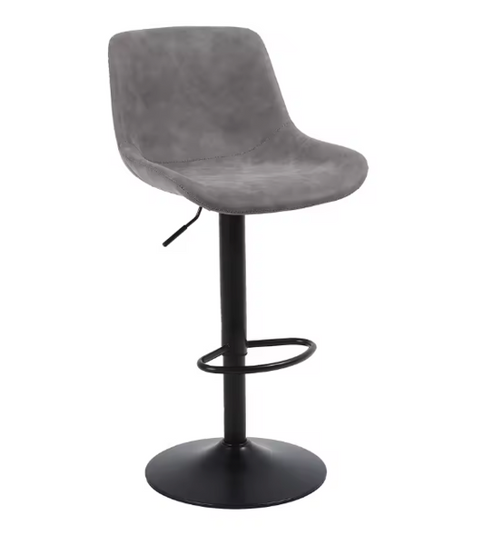 Set van 2 Moderne Barstoelen – Verstelbaar & 360° Draaibaar met Rugleuning – Kunstleer Grijs