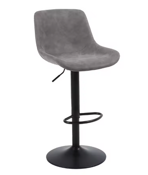 Set van 2 Moderne Barstoelen – Verstelbaar & 360° Draaibaar met Rugleuning – Kunstleer Grijs
