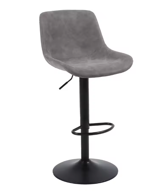 Set van 2 Moderne Barstoelen – Verstelbaar & 360° Draaibaar met Rugleuning – Kunstleer Grijs
