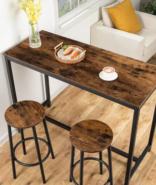 Set van 2 Industriële Barkrukken – Hout & Metaal – Compact met Voetsteun