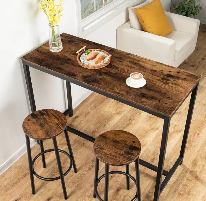 Set van 2 Industriële Barkrukken – Hout & Metaal – Compact met Voetsteun