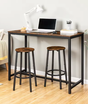 Set van 2 Industriële Barkrukken – Hout & Metaal – Compact met Voetsteun