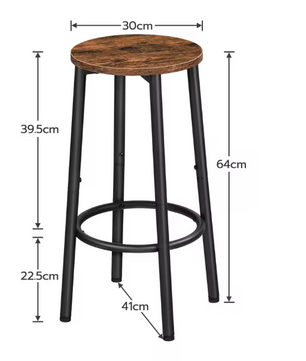Set van 2 Industriële Barkrukken – Hout & Metaal – Compact met Voetsteun