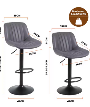 Set van 2 Barkrukken – Fluwelen Zitting, Metalen Onderstel & Voetsteun, Modern en Comfortabel