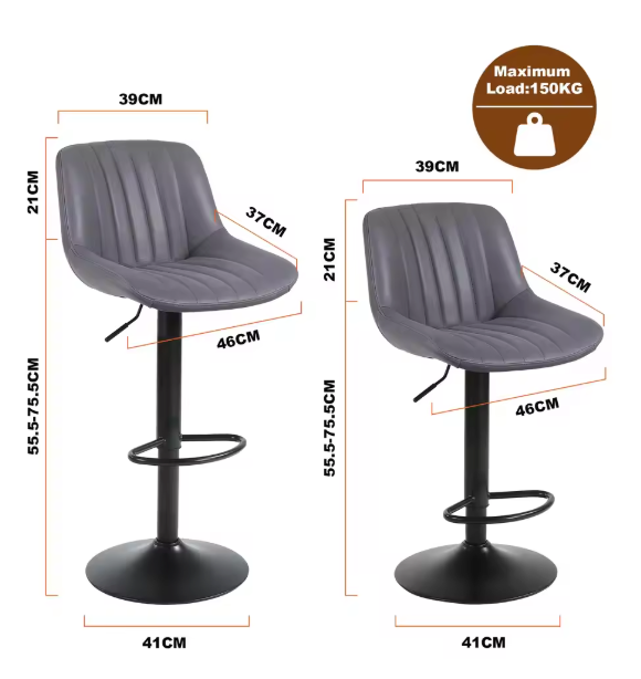 Set van 2 Barkrukken – Fluwelen Zitting, Metalen Onderstel & Voetsteun, Modern en Comfortabel