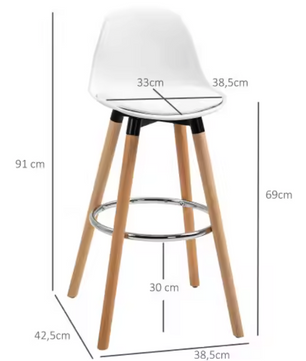 Set van 2 Barkrukken met Armleuning – Kunstleer & Houten Poten, Modern Comfort in Scandinavische Stijl