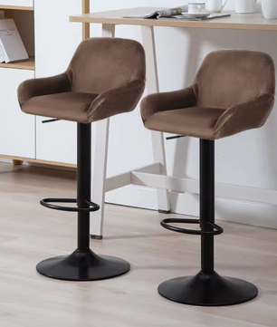 Set van 2 Draaibare Barkrukken – In Hoogte Verstelbaar met Rugleuning, Modern Design voor Keuken of Bar