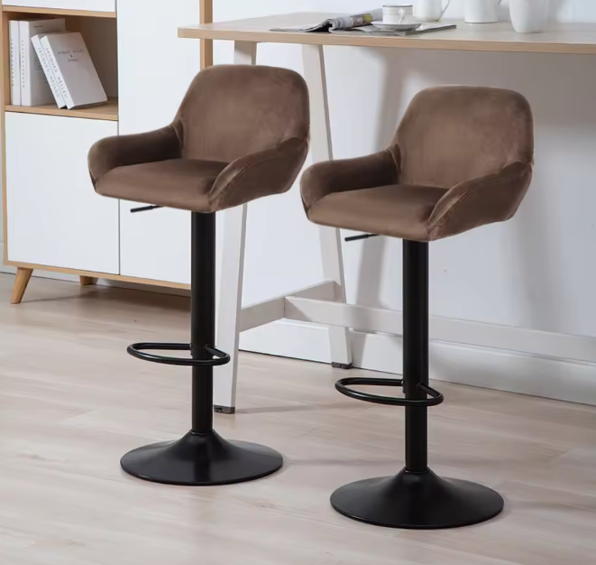 Set van 2 Draaibare Barkrukken – In Hoogte Verstelbaar met Rugleuning, Modern Design voor Keuken of Bar