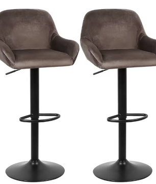 Set van 2 Draaibare Barkrukken – In Hoogte Verstelbaar met Rugleuning, Modern Design voor Keuken of Bar