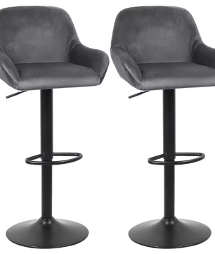 Set van 2 Draaibare Barkrukken – In Hoogte Verstelbaar met Rugleuning, Modern Design voor Keuken of Bar