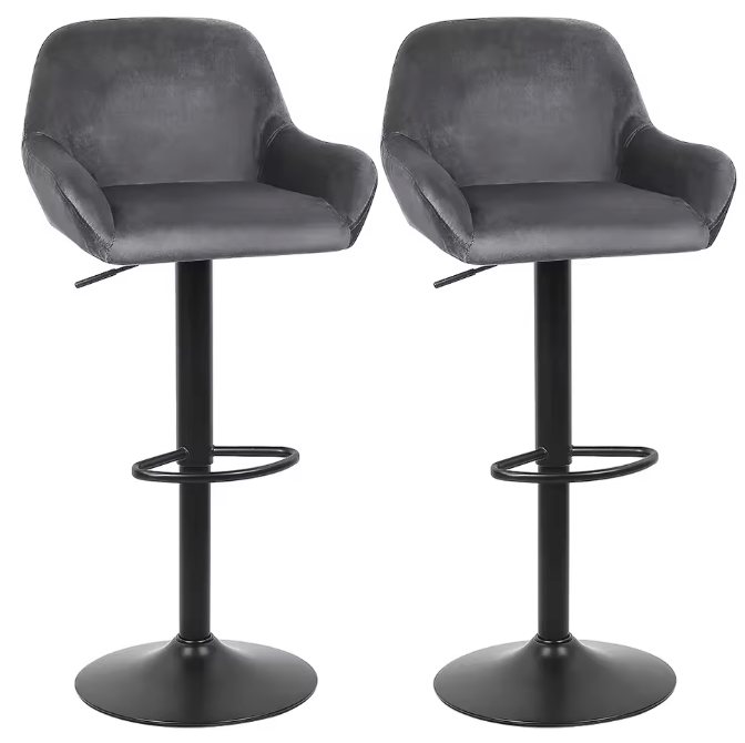 Set van 2 Draaibare Barkrukken – In Hoogte Verstelbaar met Rugleuning, Modern Design voor Keuken of Bar