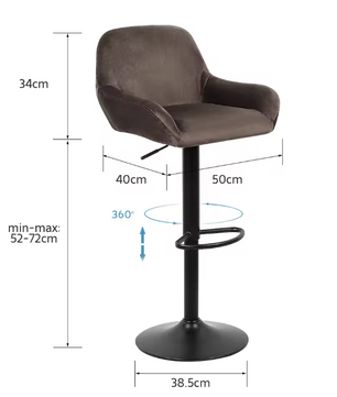 Set van 2 Draaibare Barkrukken – In Hoogte Verstelbaar met Rugleuning, Modern Design voor Keuken of Bar