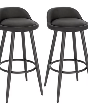 Set van 2 Barkrukken – Fluwelen Zitting met Voetsteun, Modern Design voor Keuken of Bar