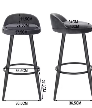 Set van 2 Barkrukken – Fluwelen Zitting met Voetsteun, Modern Design voor Keuken of Bar
