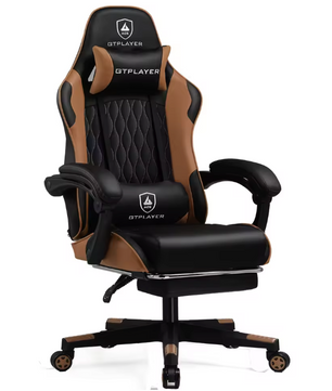 Ergonomische Gamingstoel – Verstelbare Rugleuning, Voetensteun & Lendenkussen, Draaibaar en Comfortabel