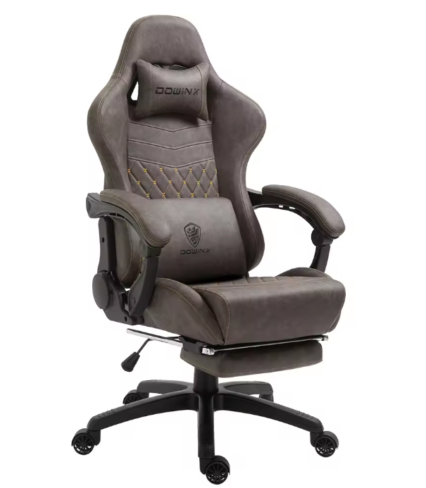 Gaming- en Bureaustoel – Vintage PU Leer – Verstelbaar – Met Voetsteun