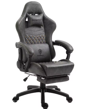Gaming- en Bureaustoel – Vintage PU Leer – Verstelbaar – Met Voetsteun