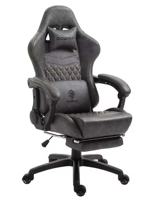 Gaming- en Bureaustoel – Vintage PU Leer – Verstelbaar – Met Voetsteun