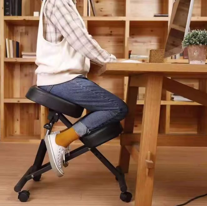 Verstelbare Ergonomische Kniestoel – Zwart – Met Wielen & Pneumatische Hoogteverstelling