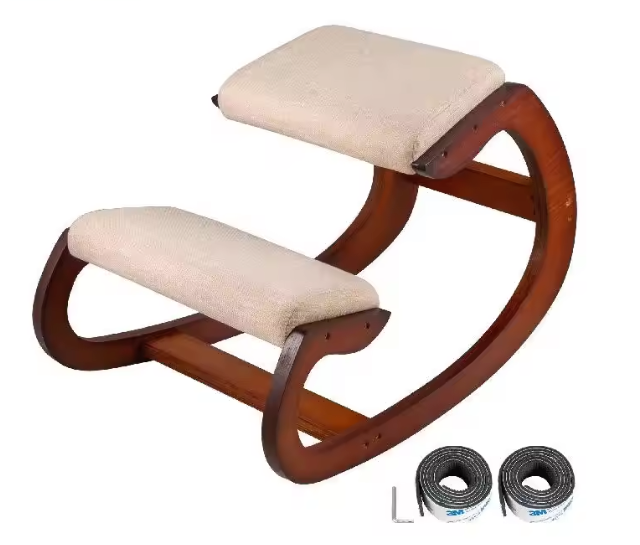 Ergonomische Houten Kniestoel – Schommelend – Met Dik Kussen