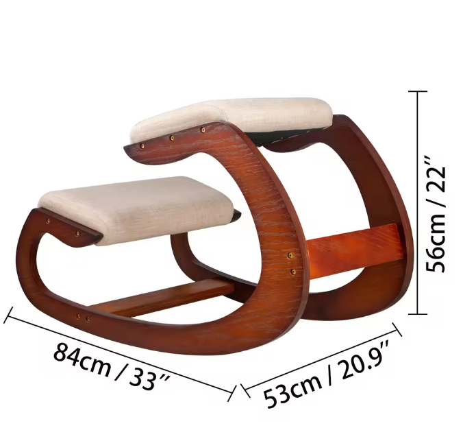 Ergonomische Houten Kniestoel – Schommelend – Met Dik Kussen
