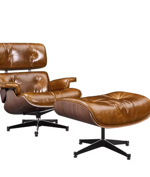 XL Klassieke Lounge Fauteuil – Walnoothout & Toplaag Koeienhuid, Luxe en Comfortabel