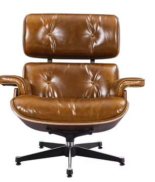 XL Klassieke Lounge Fauteuil – Walnoothout & Toplaag Koeienhuid, Luxe en Comfortabel