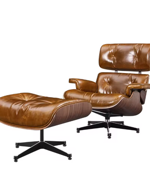 XL Klassieke Lounge Fauteuil – Walnoothout & Toplaag Koeienhuid, Luxe en Comfortabel