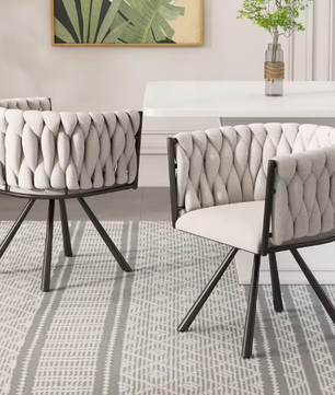 Set van 2 Linnen Draaistoelen – Modern & Comfortabel – Metalen Poten