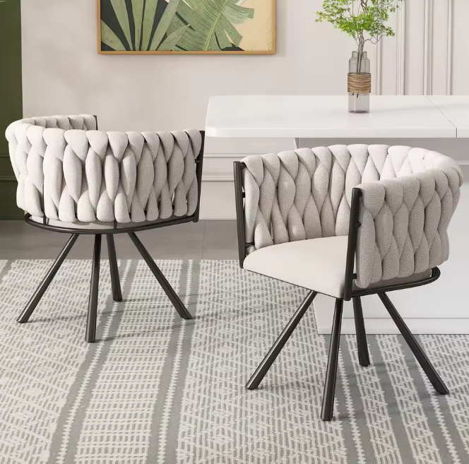 Set van 2 Linnen Draaistoelen – Modern & Comfortabel – Metalen Poten