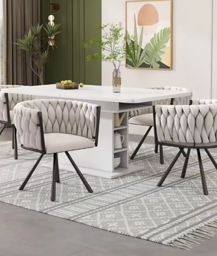 Set van 2 Linnen Draaistoelen – Modern & Comfortabel – Metalen Poten