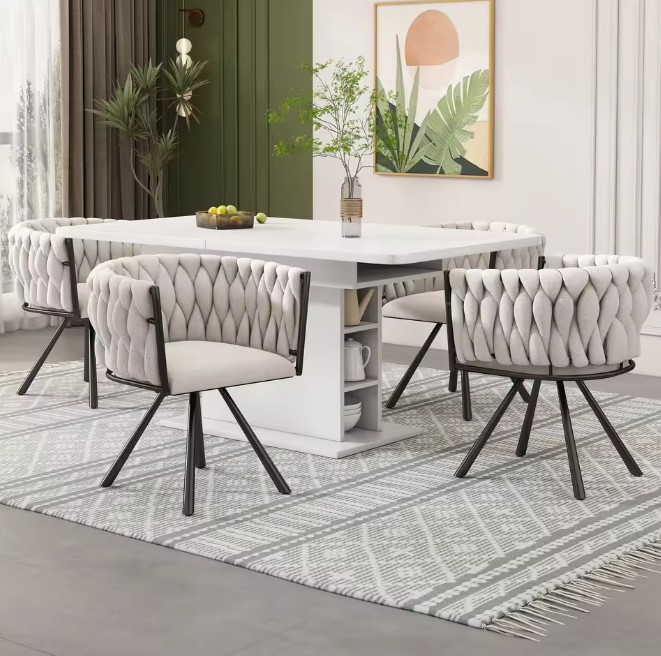 Set van 2 Linnen Draaistoelen – Modern & Comfortabel – Metalen Poten
