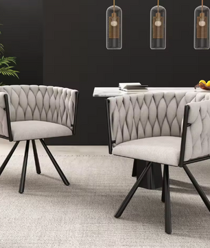 Set van 2 Linnen Draaistoelen – Modern & Comfortabel – Metalen Poten