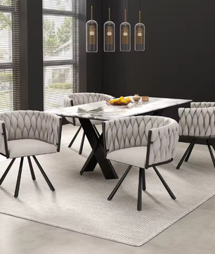 Set van 2 Linnen Draaistoelen – Modern & Comfortabel – Metalen Poten