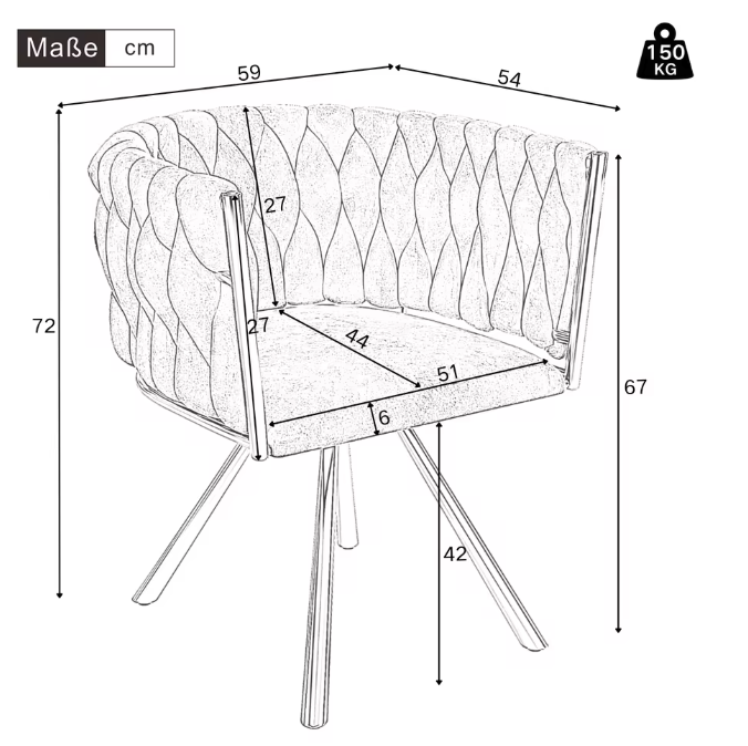 Set van 2 Linnen Draaistoelen – Modern & Comfortabel – Metalen Poten