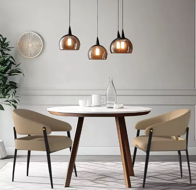 Set van 2 Luxe Eetkamerstoelen – Microvezel Leer – Gewatteerd