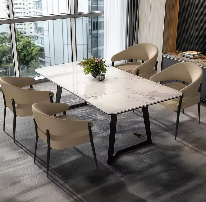 Set van 2 Luxe Eetkamerstoelen – Microvezel Leer – Gewatteerde Zitting