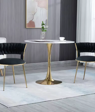 Set van 2 Fluwelen Eetkamerstoelen – Zwarte Gekruiste Rugleuning