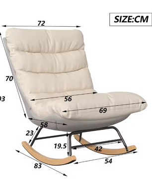 Schommelstoel met Hoge Rug – Comfortabele Lounge Relaxstoel – Gebroken wit