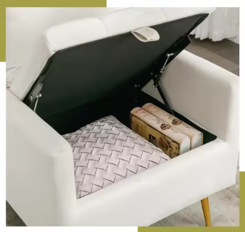 Fluwelen Fauteuil met Opbergruimte – Gouden Poten & Kussenset