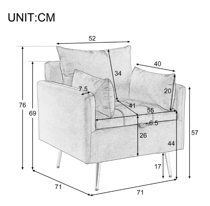 Fluwelen Fauteuil met Opbergruimte – Gouden Poten & Kussenset