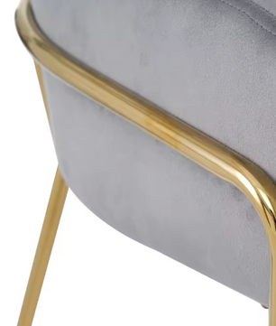 Grijze Fluwelen Vrijetijdsstoel – Luxe Design – Metalen Poten