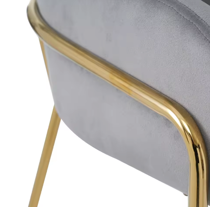 Grijze Fluwelen Vrijetijdsstoel – Luxe Design – Metalen Poten