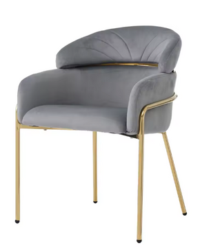 Grijze Fluwelen Vrijetijdsstoel – Luxe Design – Metalen Poten
