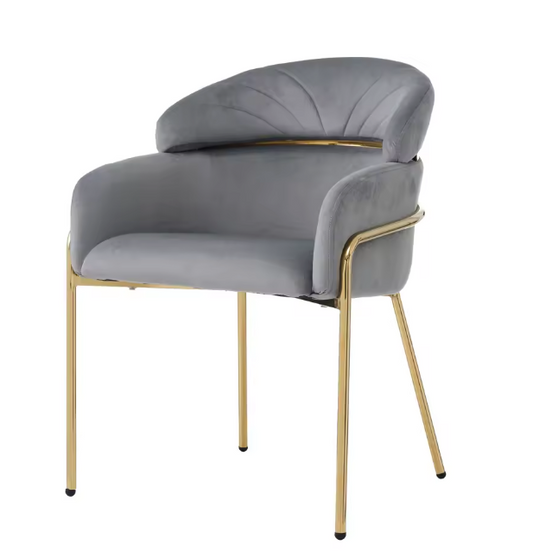 Grijze Fluwelen Vrijetijdsstoel – Luxe Design – Metalen Poten